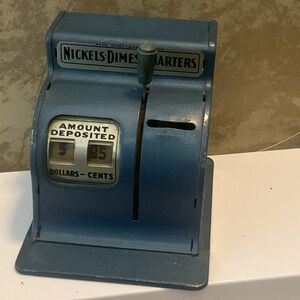 Retro Blue Coin Bank